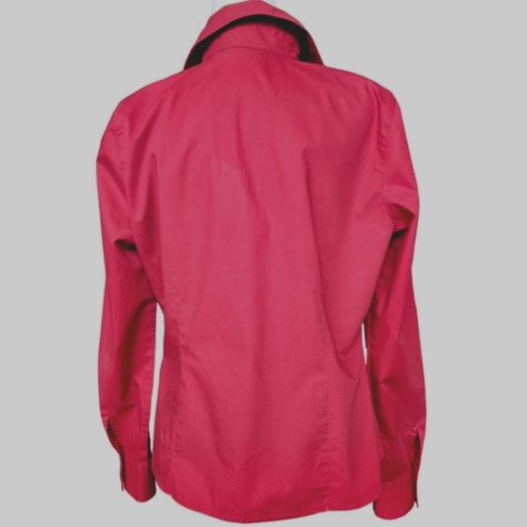 Mexx red fitted button down shirt blouse cotton long sleeve 12 - Picture 7 of 11